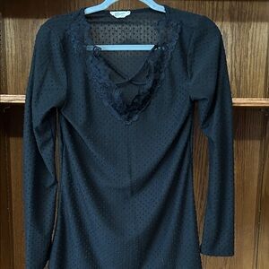 Elegant Black Lace V-Neck Blouse